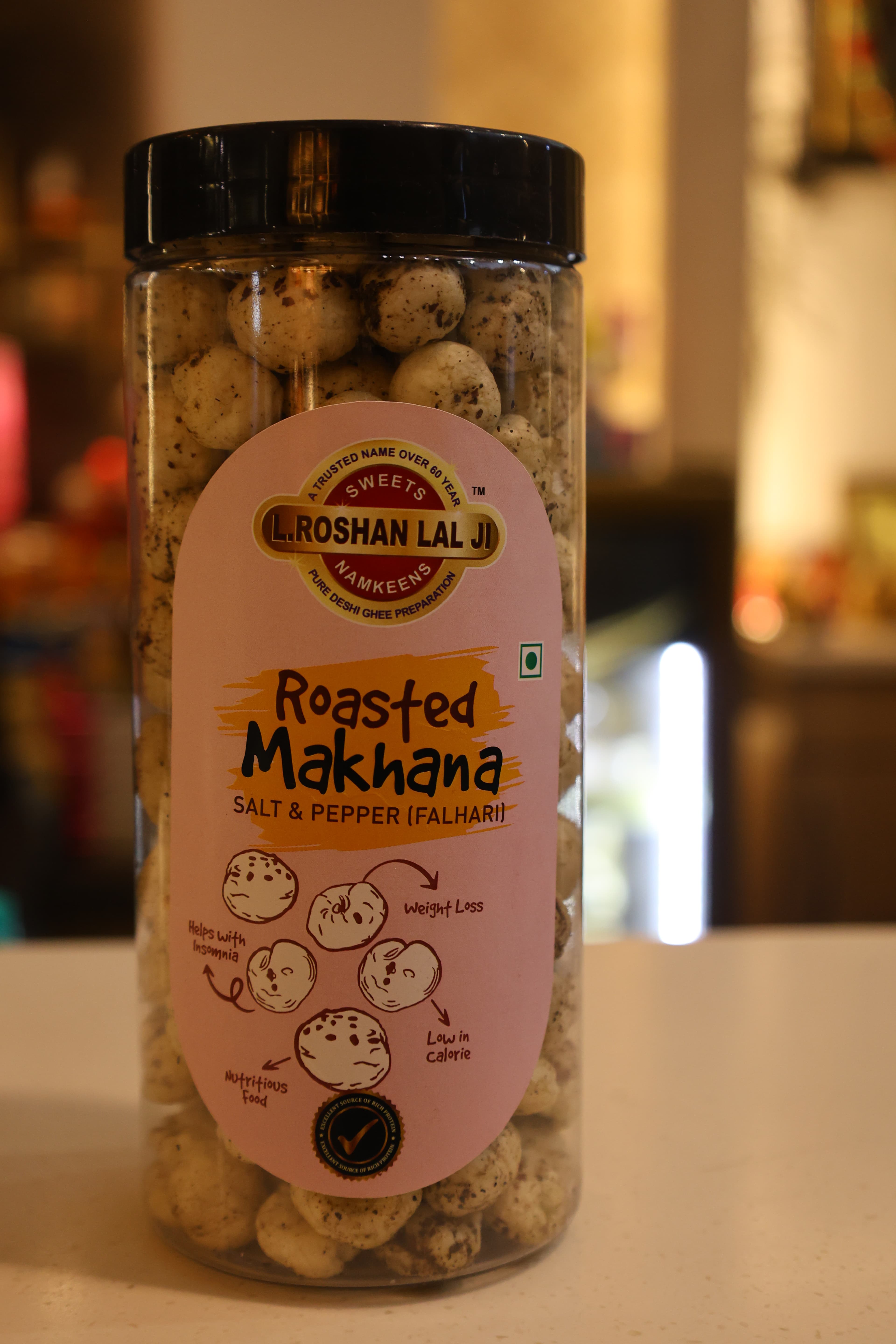 Roasted Makhana Jar - Salt & Pepper (Falhari)